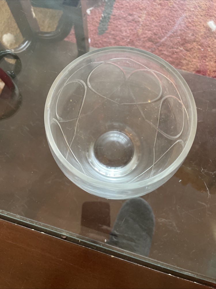 Crystal Etched Vase Bowl 6" Tall