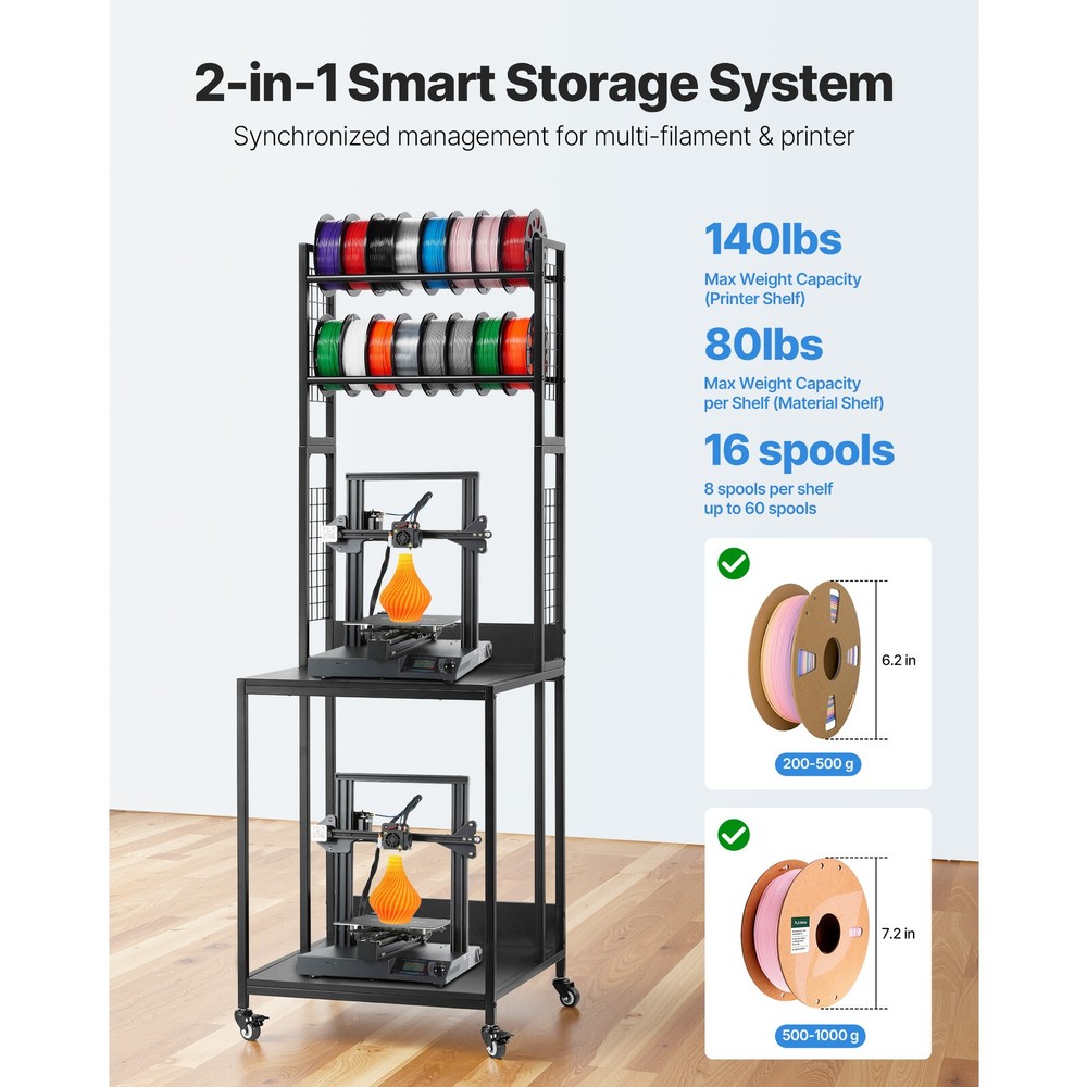3D Printer Filament Storage Rack 4-Tier 3D Printer Stand with Storage