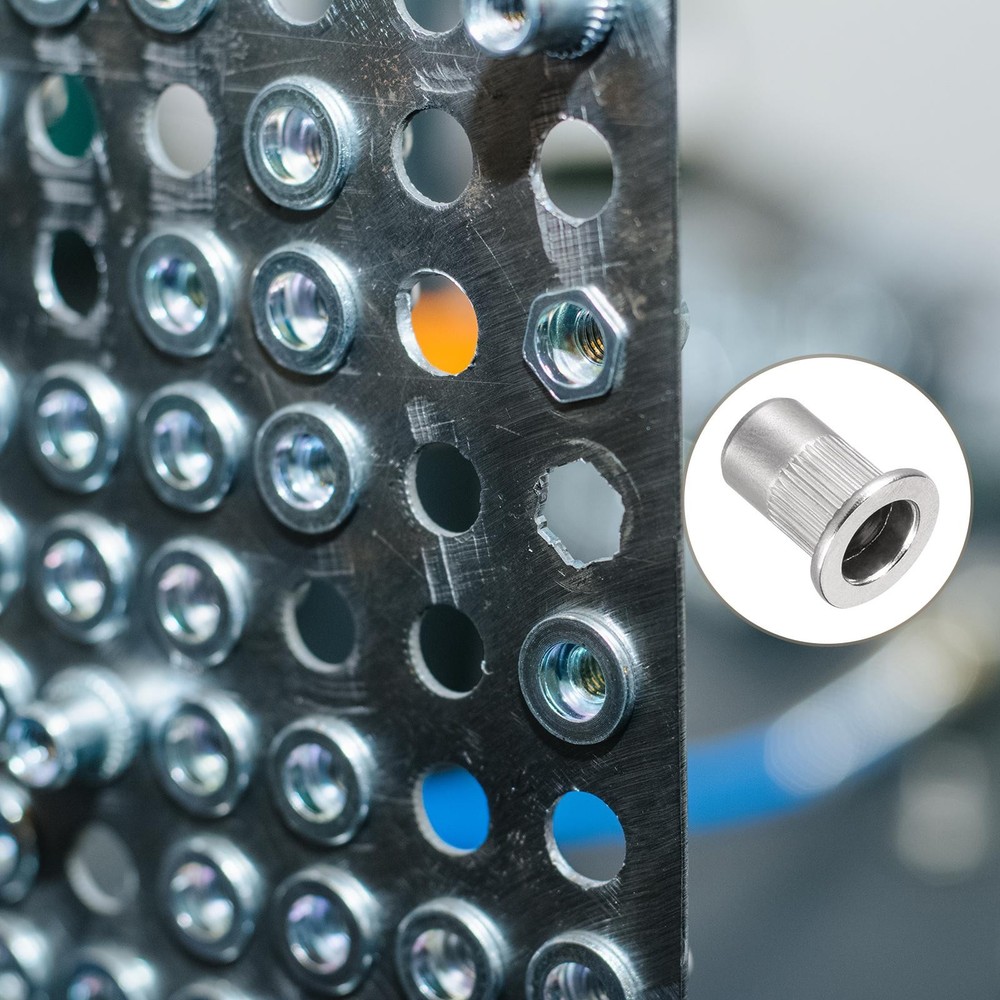 60 x Rivet Nuts (M6) Aluminum Alloy Threaded Insert Nuts Silver Tone
