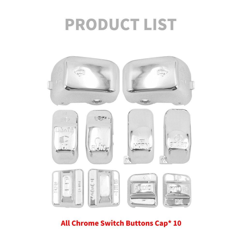10x Replacement Switch Button Chrome Cap For Harley Touring Softail Dyna 96-2013
