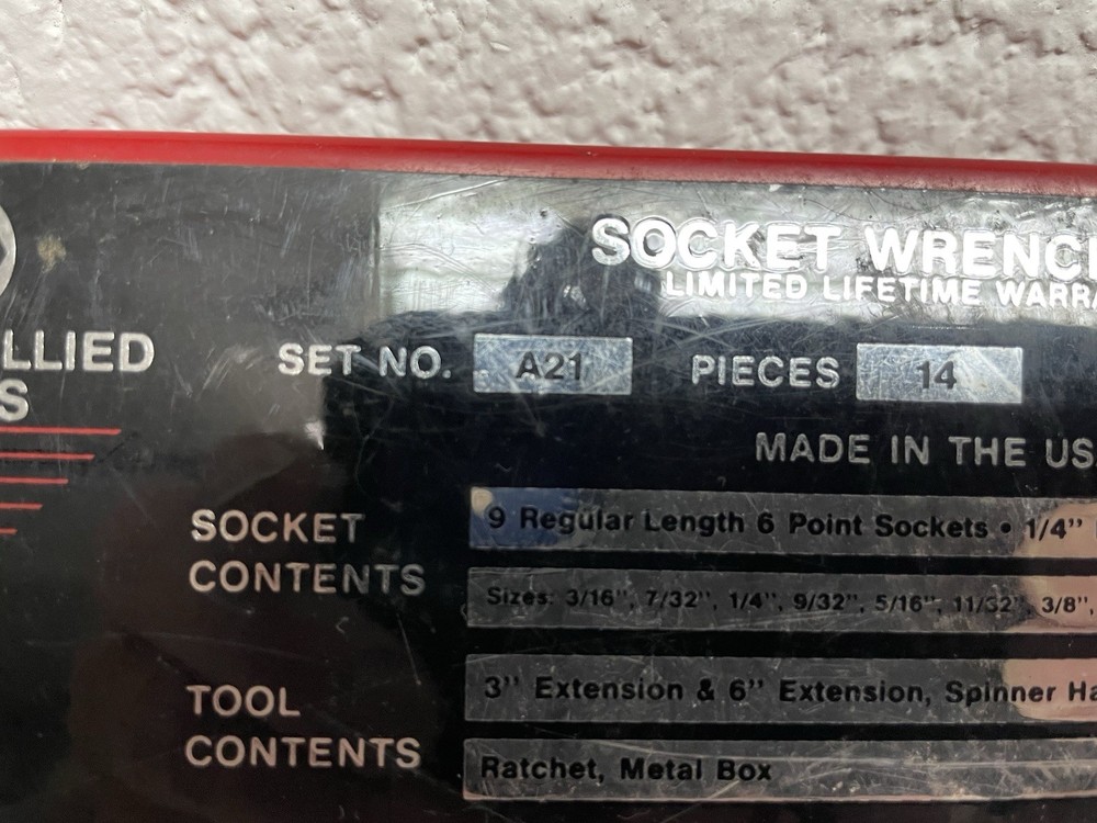 Wright Allied Tools Socket Wrench Set (Box Only)