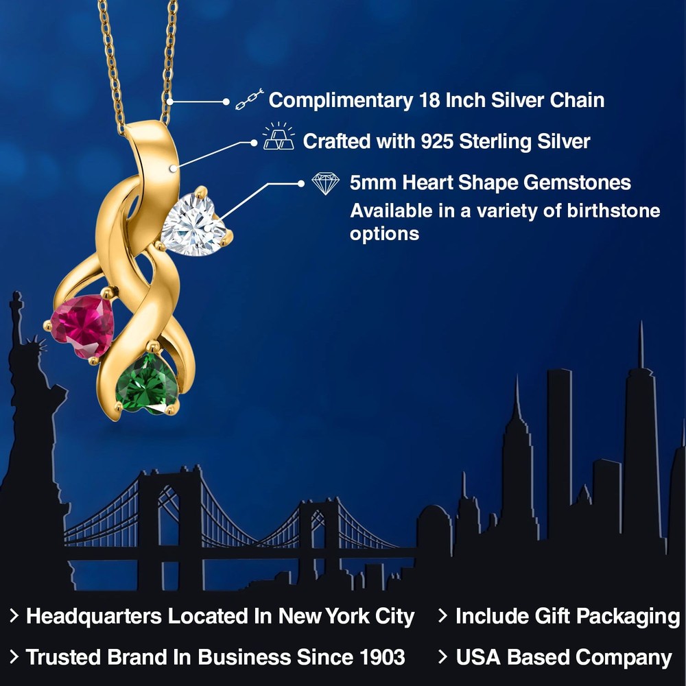 18K Yellow Gold Plated Silver White Moissanite and Created Ruby and Nano