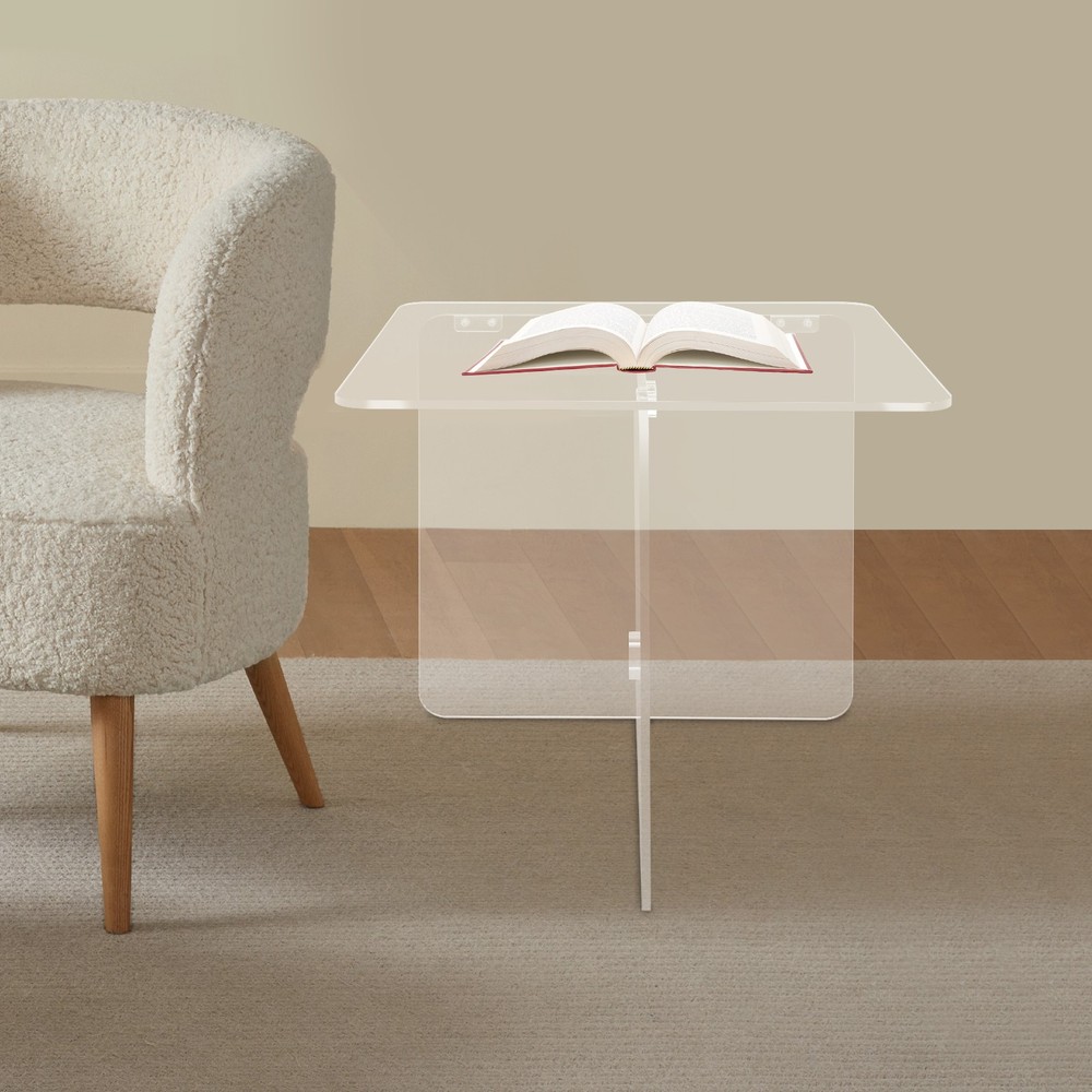 Acrylic Side Table, End Table, Free Standing Clear Modern Bedside Table