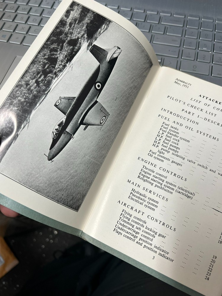 RAF post WW2 Pilots Notes ATTACKER FB1 & 2 Royal Air Force Pilot's book