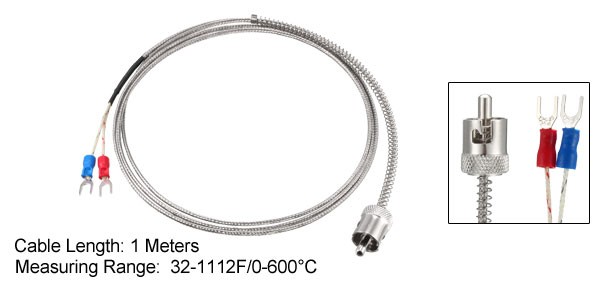 J Type Temperature Sensor Probe Circlip Type Thermocouple 1 Meters Cable