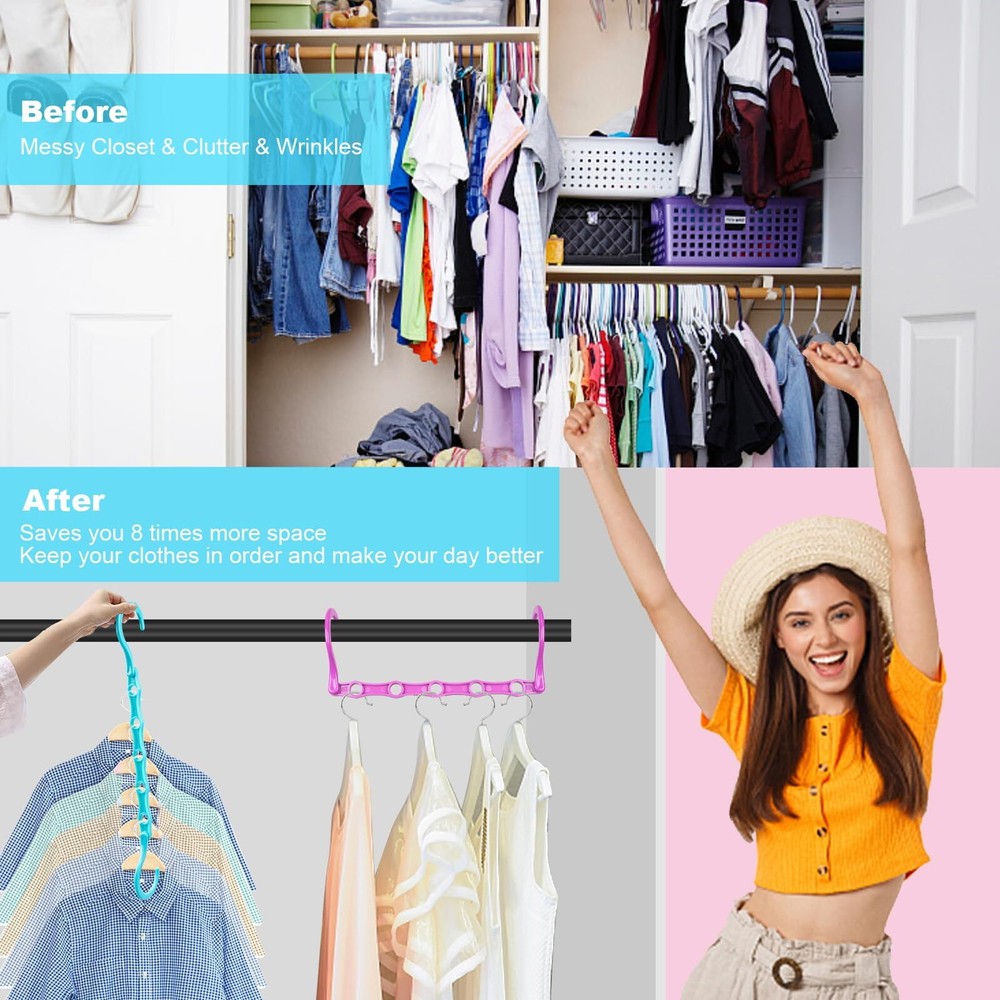 10 Pcs Magic Hangers Space Saving Clothes Organizer for College Doorm Essentials