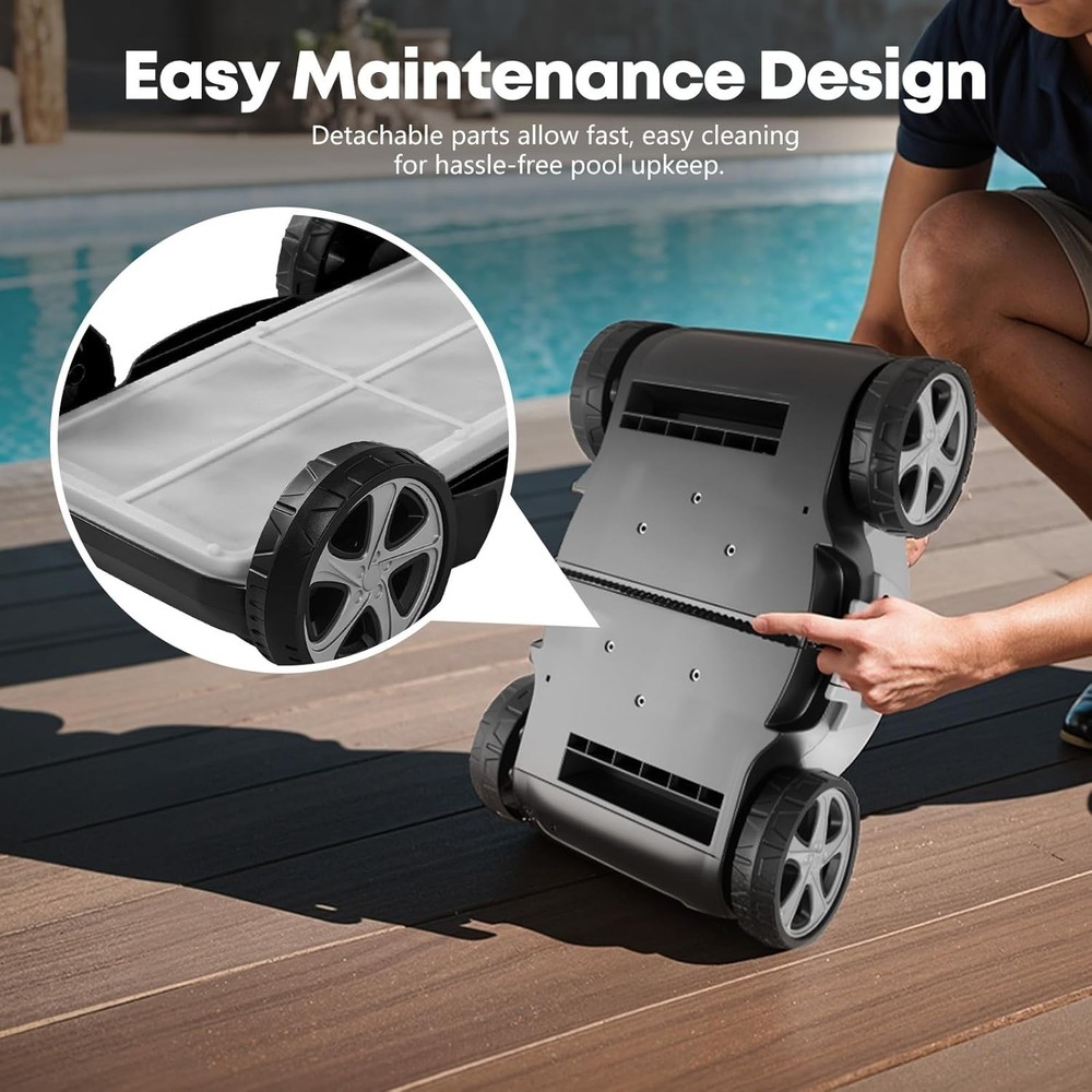 110 Mins Runtime Pool Vacuum for Above Ground Pool, Cordless Robotic Pool Cle...