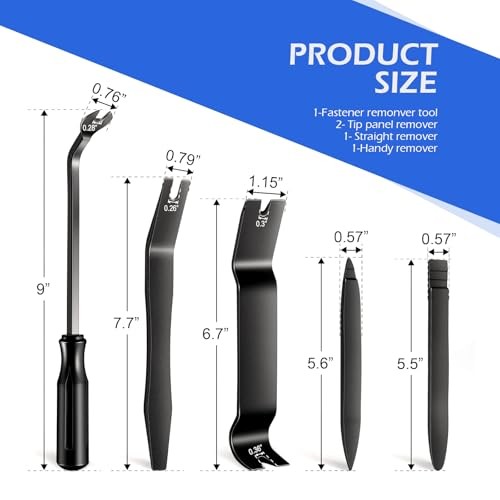 5 PCS Auto Trim Removal Tool Kit, No-Scratch Plastic Pry Tool Set, Black