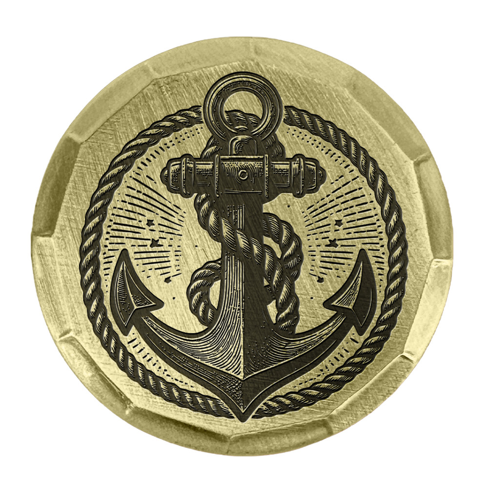 Anchor Embossed Brass Golf Ball Marker by Sunfish