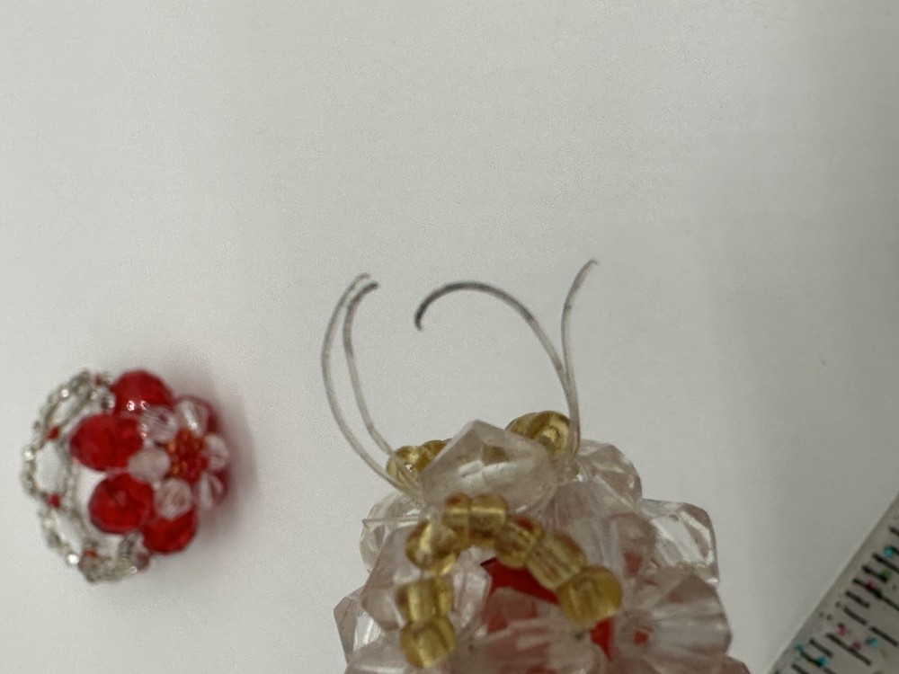 Handcrafted Red Beaded Earrings & Ring