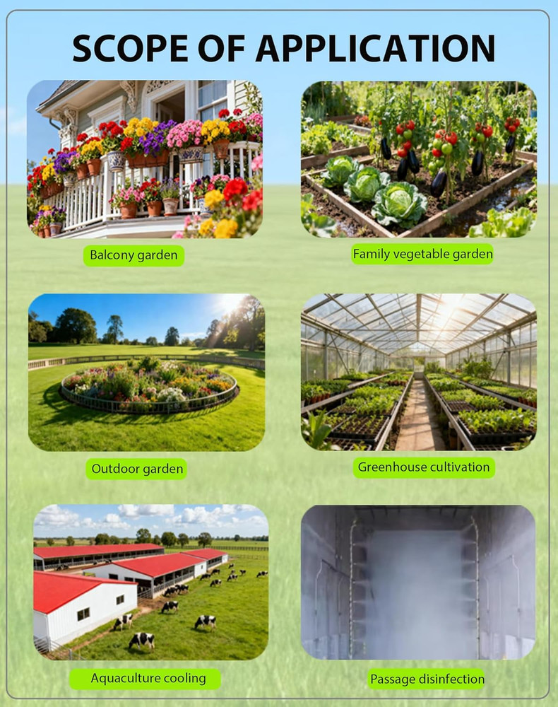 Drip Irrigation System - 360° Adjustable Micro Spray Sprinkler Kit for Garden, E