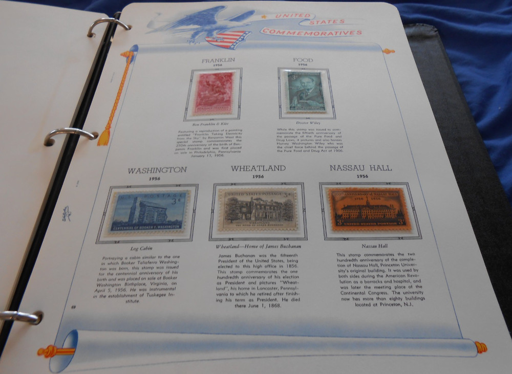 WHITE ACE COMMEMORATIVE STAMPS OF THE UNITED STATES ALBUM WITH DUST COVER & BOX