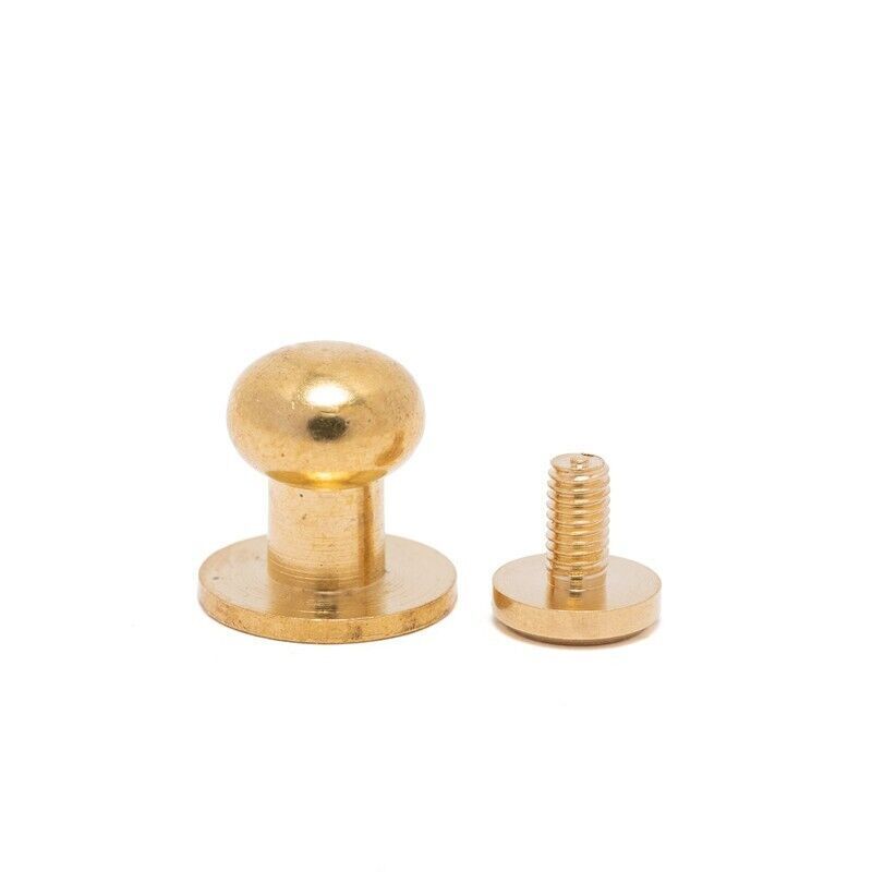 50pcs M3 Round Head Solid Brass Stud Screw Rivet Chicago Button Leather Craft