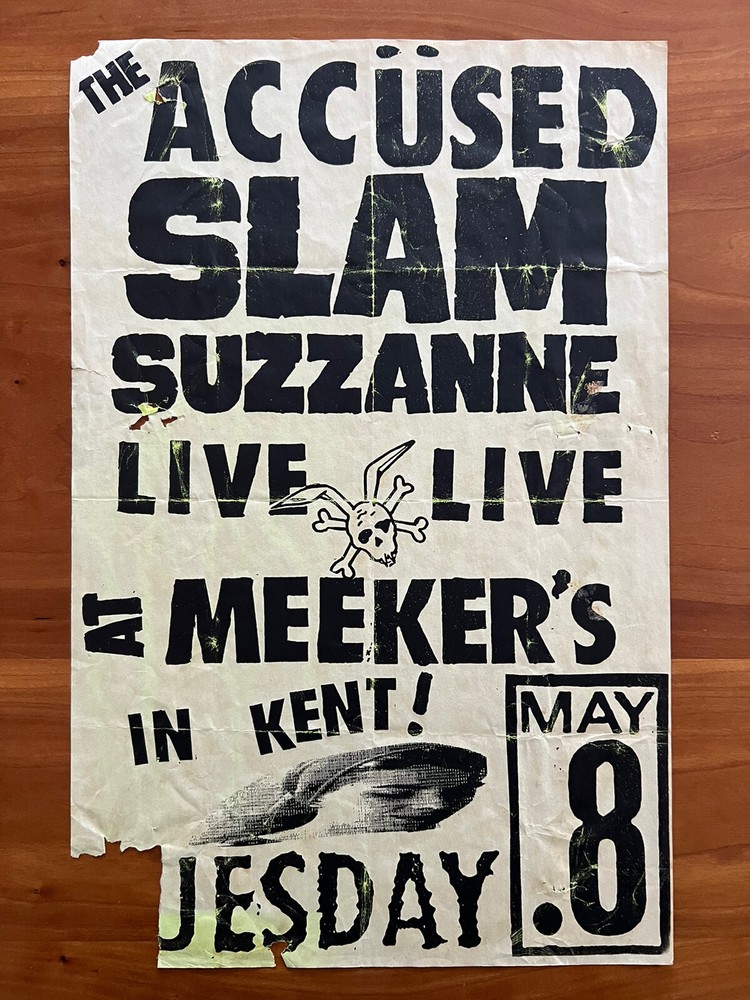 Original 1990 Accused Slam Suzzanne Concert Poster 11” X 17” Thrash Hardcore PSC