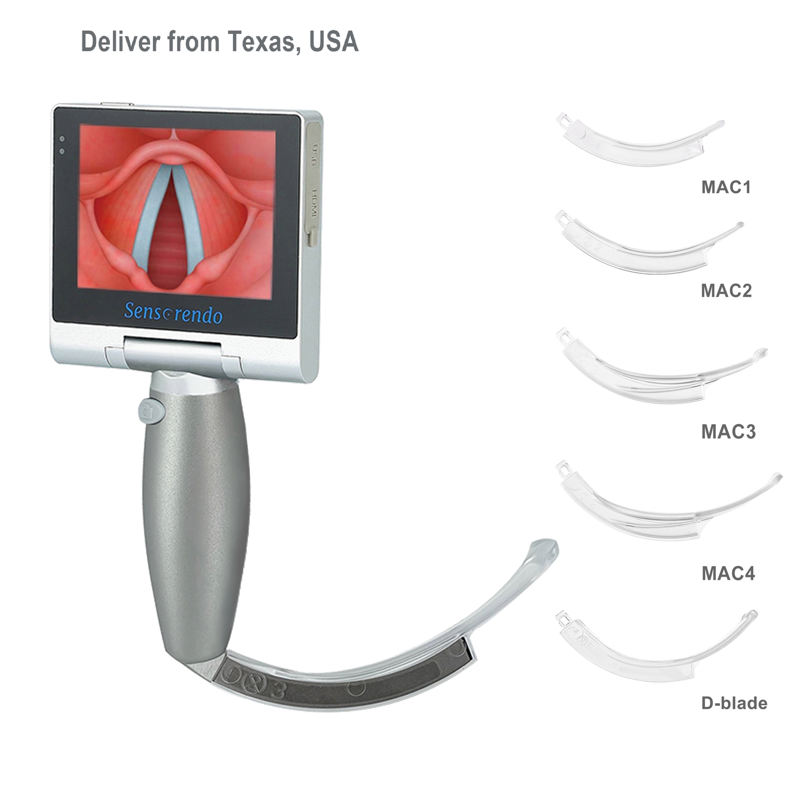 (US Delivery) Video Laryngoscope with disposable blades(MAC1/2/3/4/D-blade)