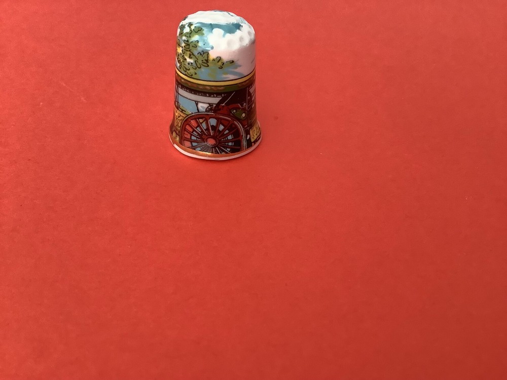 VINTAGE BONE CHINA THIMBLE - STEAM ENGINE