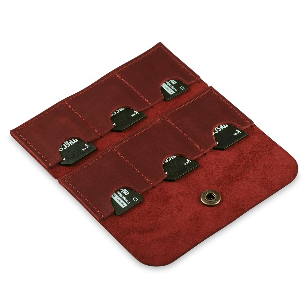 Leather SD Card case Cognac