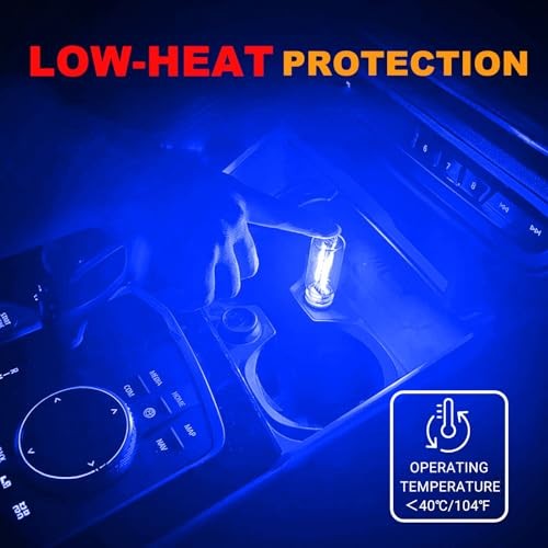 2 PCS USB LED Car Interior Atmosphere Light, Touch Control Adjustable Blue