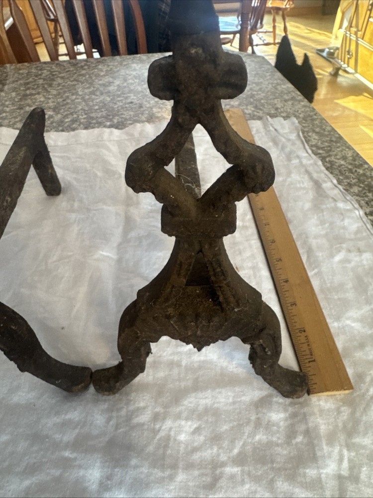 Vintage Cast Iron Fireplace Andirons