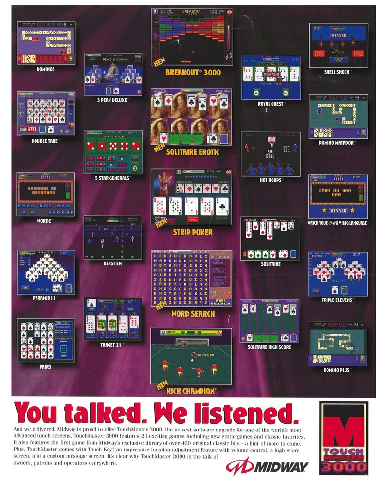Touchmaster 3000 Midway Video Arcade Flyer / Brochure / Ad /