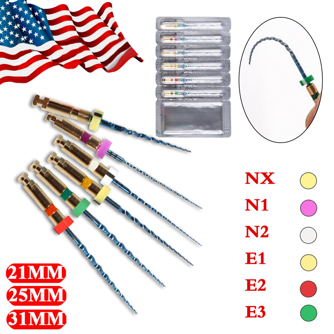 USA Dental NiTi Super Files Rotary Endodontic Endo Motor Root Canal 21/25/31MM