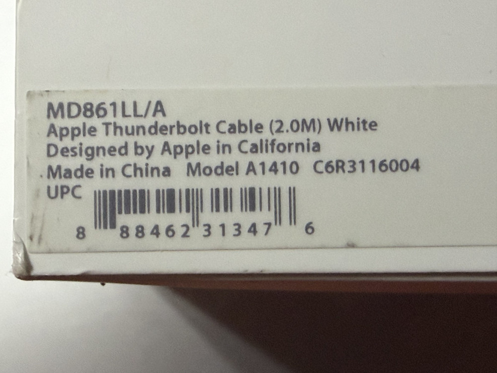 Apple Thunderbolt Cable 2M - White - MD861LLA