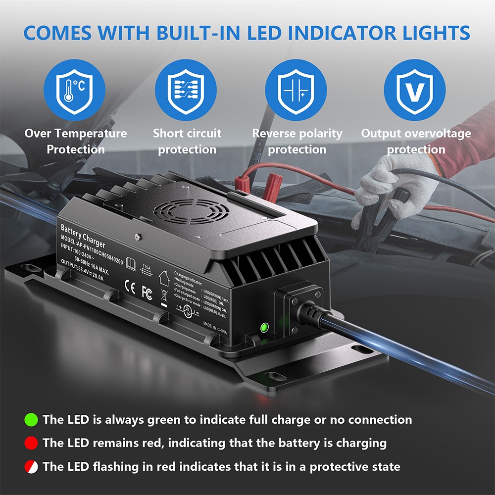 NEW 48V 100Ah LiFePO4 Lithium Battery 5120Wh Built-in BMS whit 58.4V 20A Charger