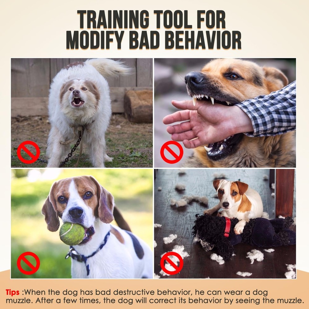 Soft Adjustable Padded Nylon Dog Muzzle Anti Chewing Barking Black Medium