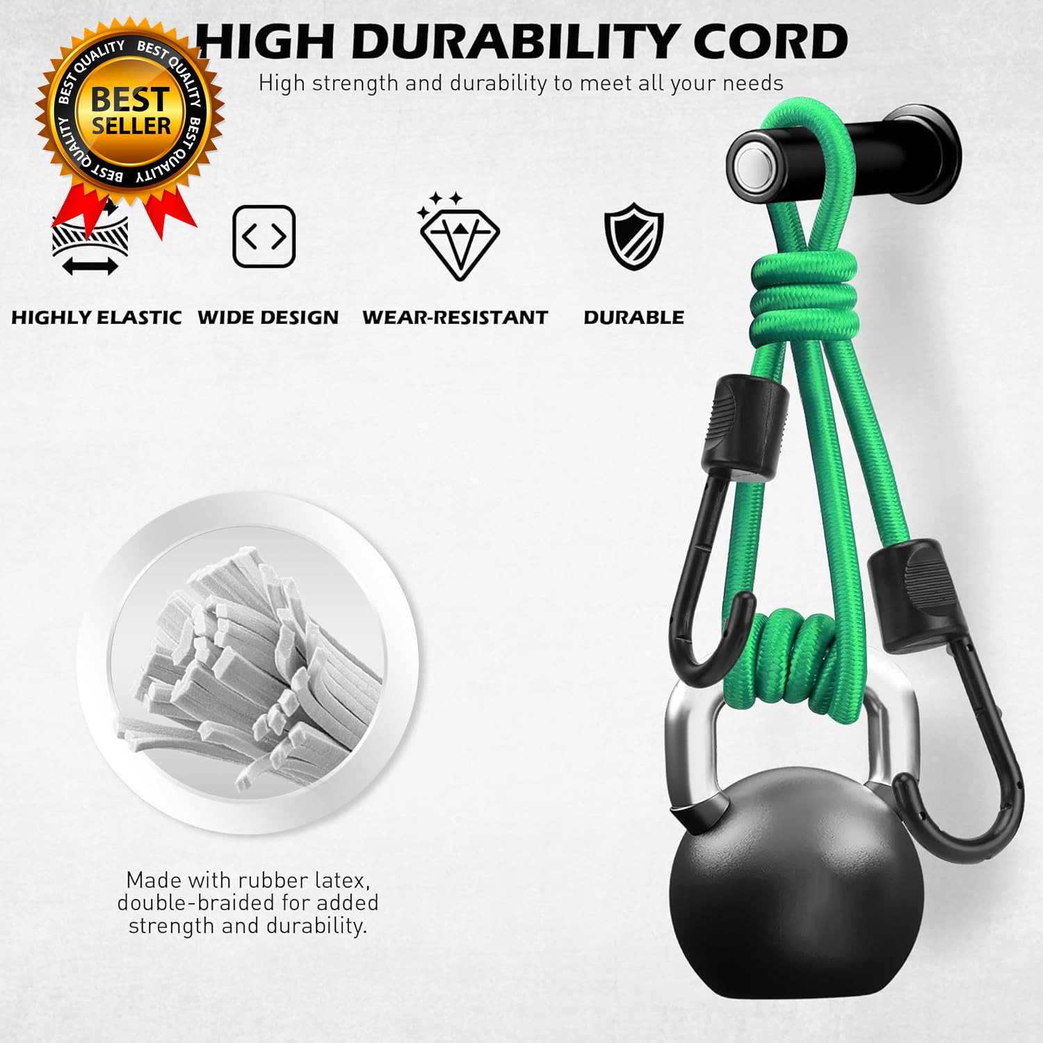 60-Piece Bungee Cords Assorted Sizes 10" 18" 24" 32" 40" Bungee Cords with Hooks