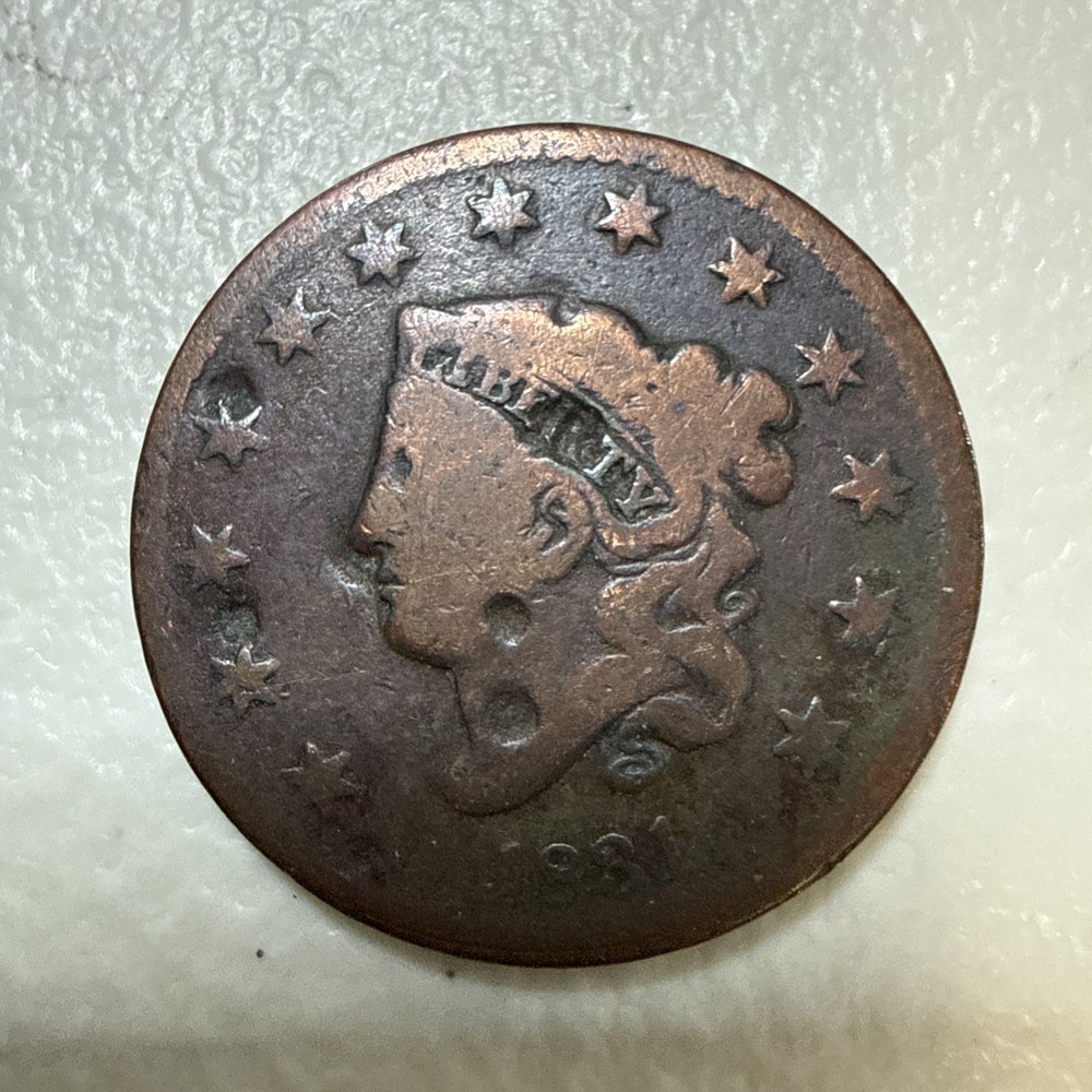 1831 coronet head large cent In G Condition Circulated