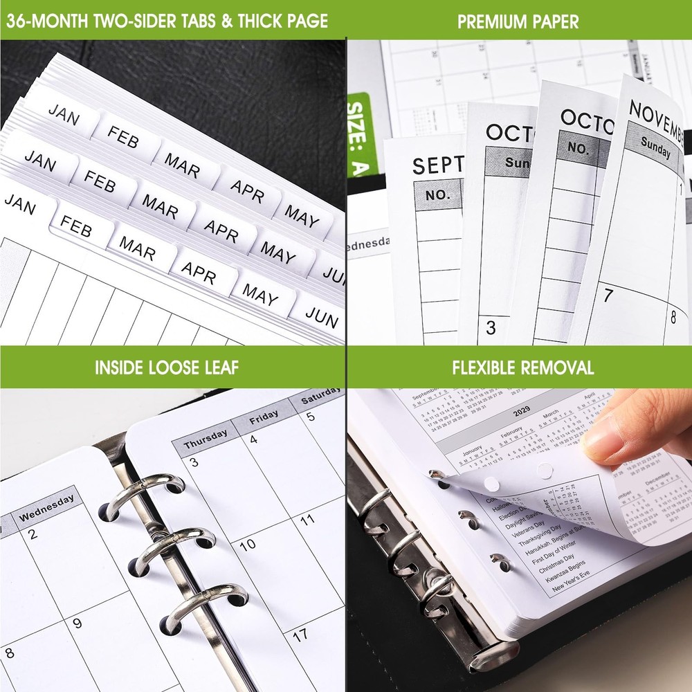 A6 Monthly Planner Refill 2026 to 2028 with Tabs
