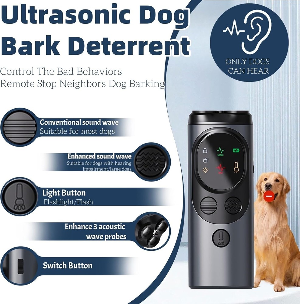 Compact Ultrasonic Bark Control Device for Dogs | Long Range & Safe Design