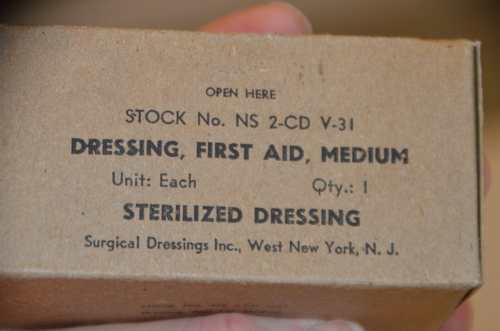 WWII U.S. ARMY STOCK NO. NS2-CD-V-31 MEDIUM FIRST AID DRESSING, STILL SEALED (3)