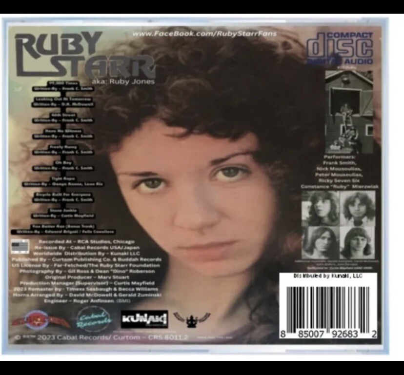Ruby Starr (aka:Ruby Jones) “The Curtom Sessions” CD +streaming