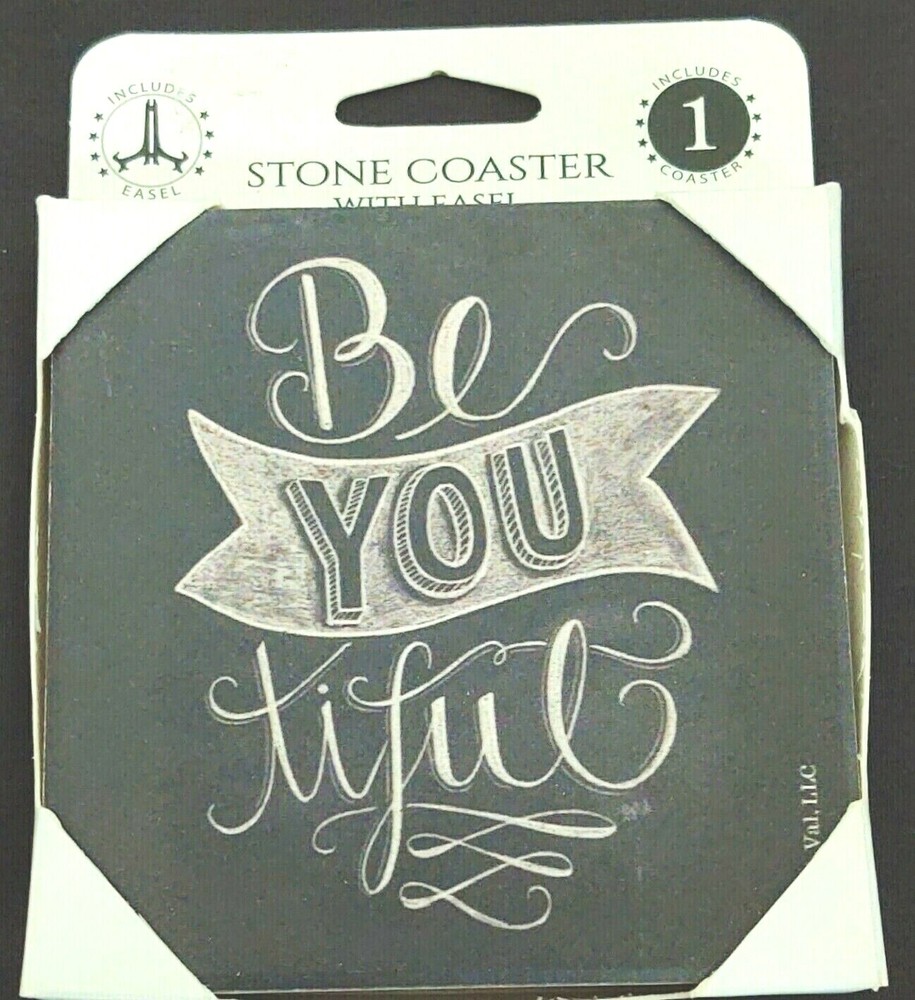 STONE COASTER & EASEL  BE YOU TIFUL  NEW!