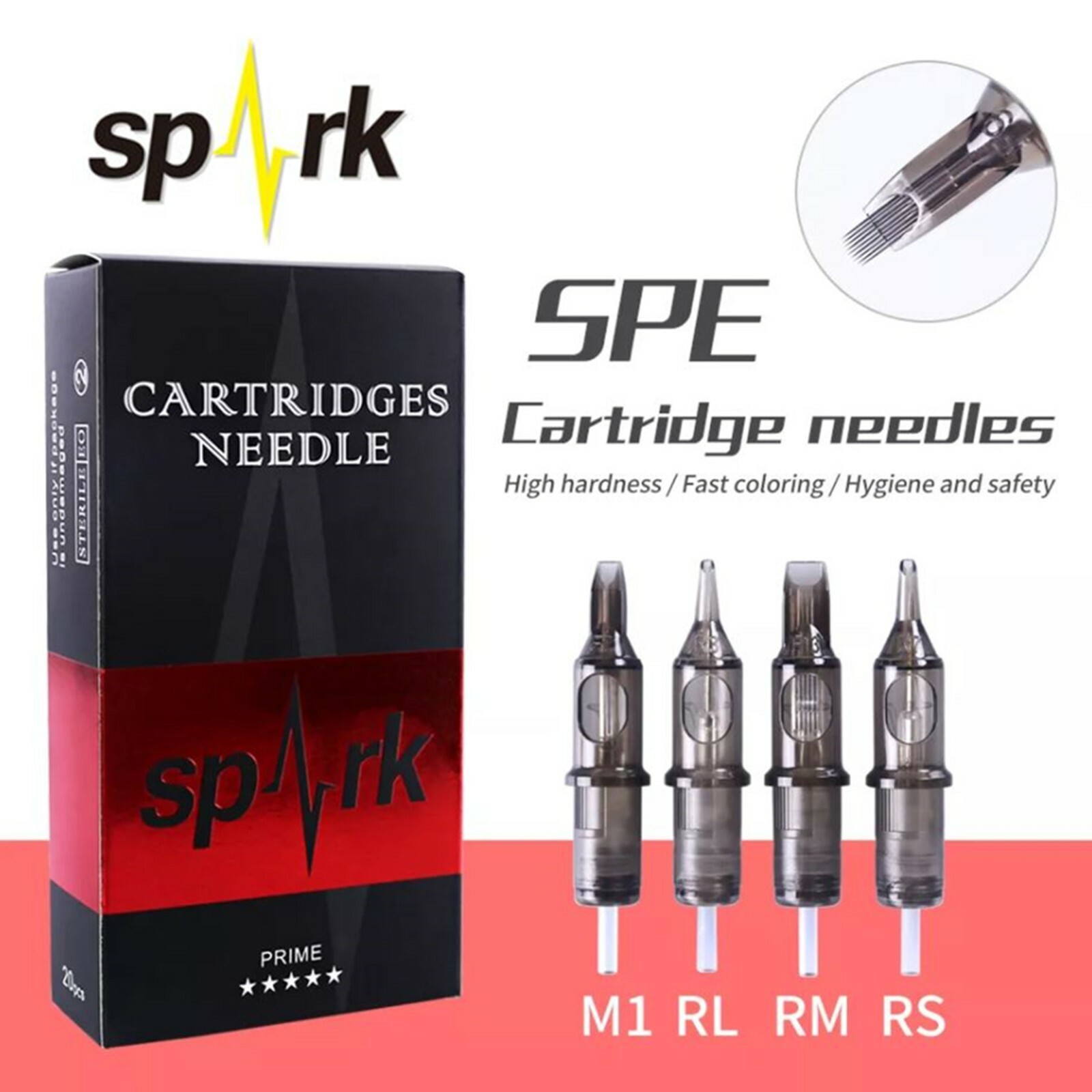 20PCS Spark Tattoo Disposable Cartridge Needles Round Liner Shader RL,RS,RM,M1