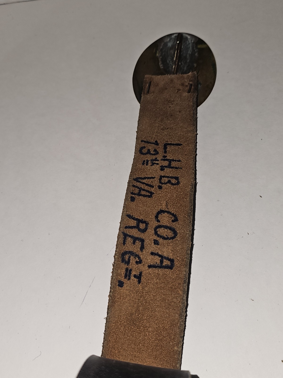 Oval Thin Brass Belt Buckle Marked 13th VA Regiment