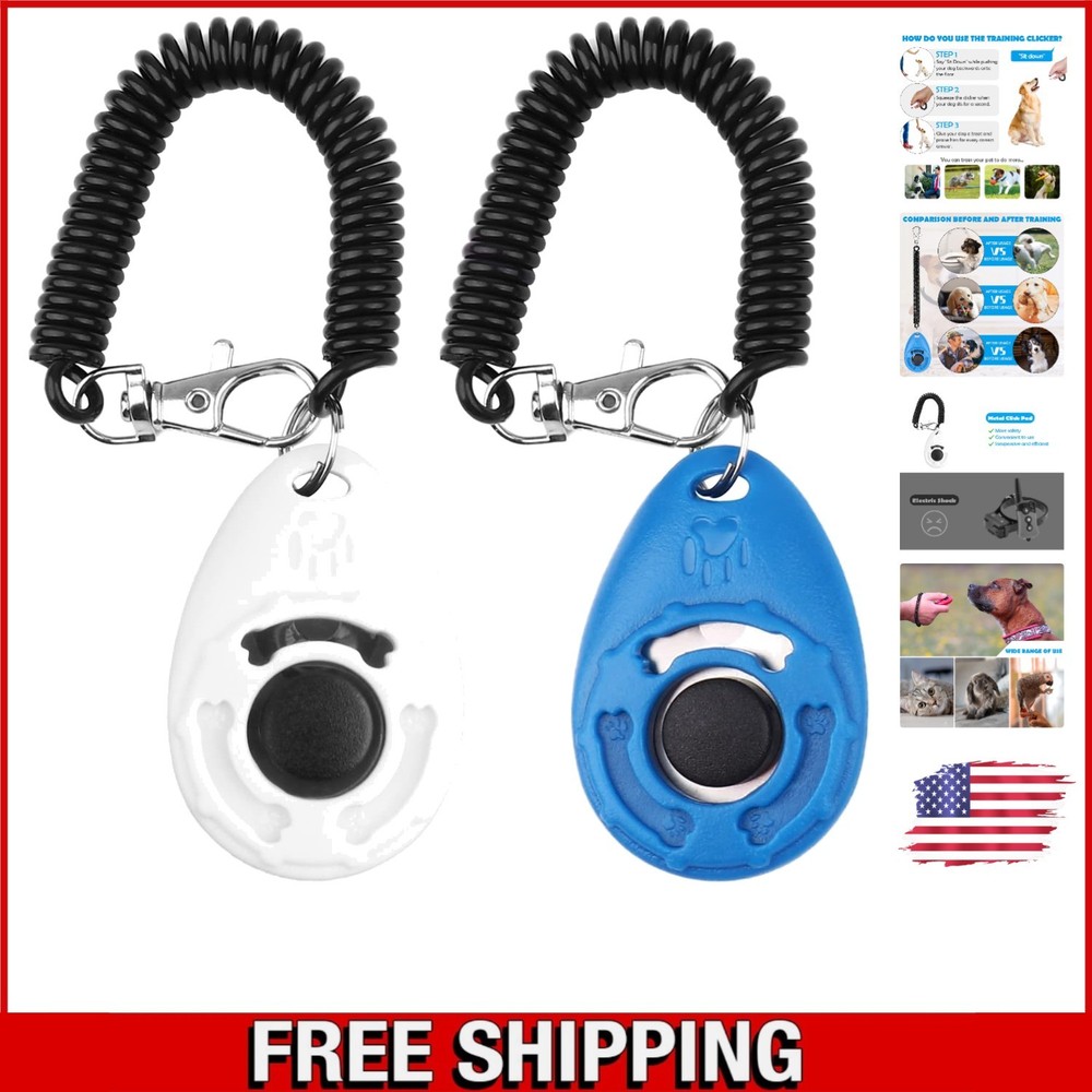 2-Pack Dog Training Clickers with Wrist Strap - Easy Interactive Training