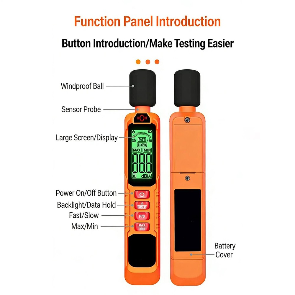 Handheld Digital Sound Level Meter Decibel Meter 30-130dB Range SPL Pressure