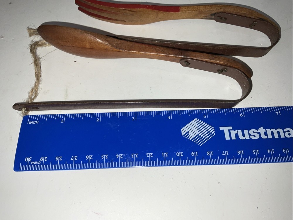 Vtg Fork And Spoon Red Painted Curtain Tie Backs