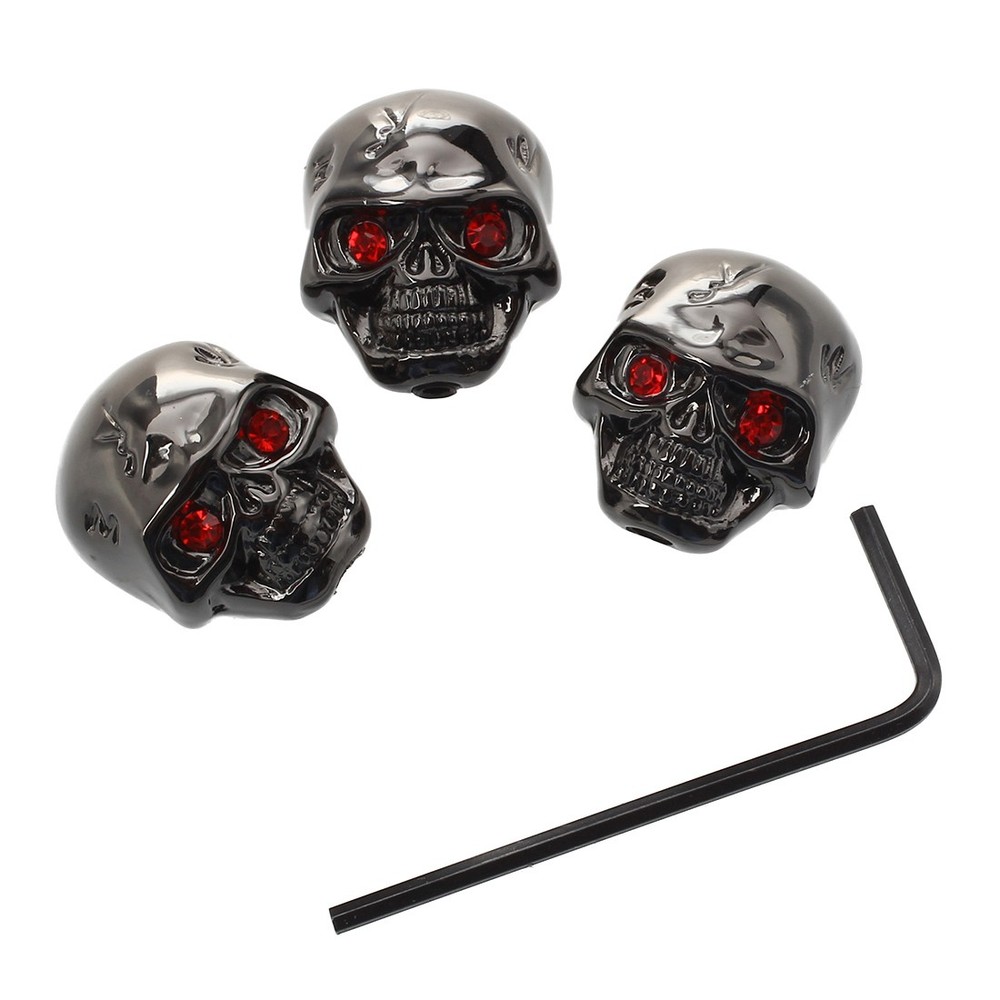 3pcs Electric Guitar Skull Head Volume Control Knobs---Black B3J39730