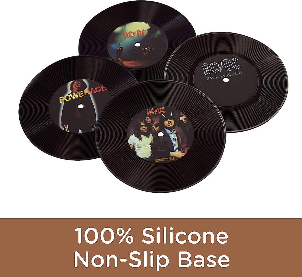 Aquarius AC DC vinyl coasters, Medium, multicolor