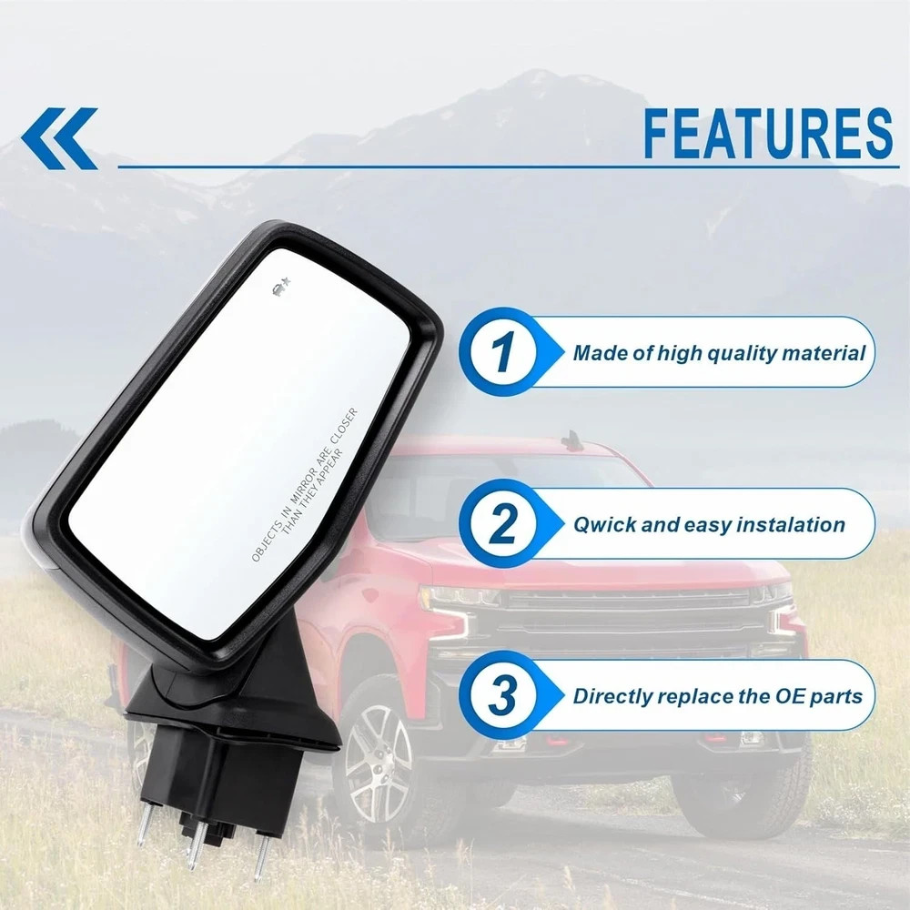 Right Passenger Side Mirror Compatible with 2019-2025 Chevy Silverado 1500 With