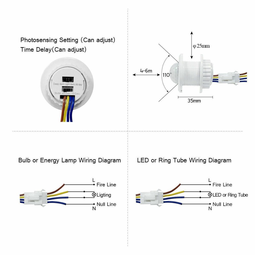 3-5m Automatic Body Infrared PIR Motion Sensor Detector Switch For LED light J
