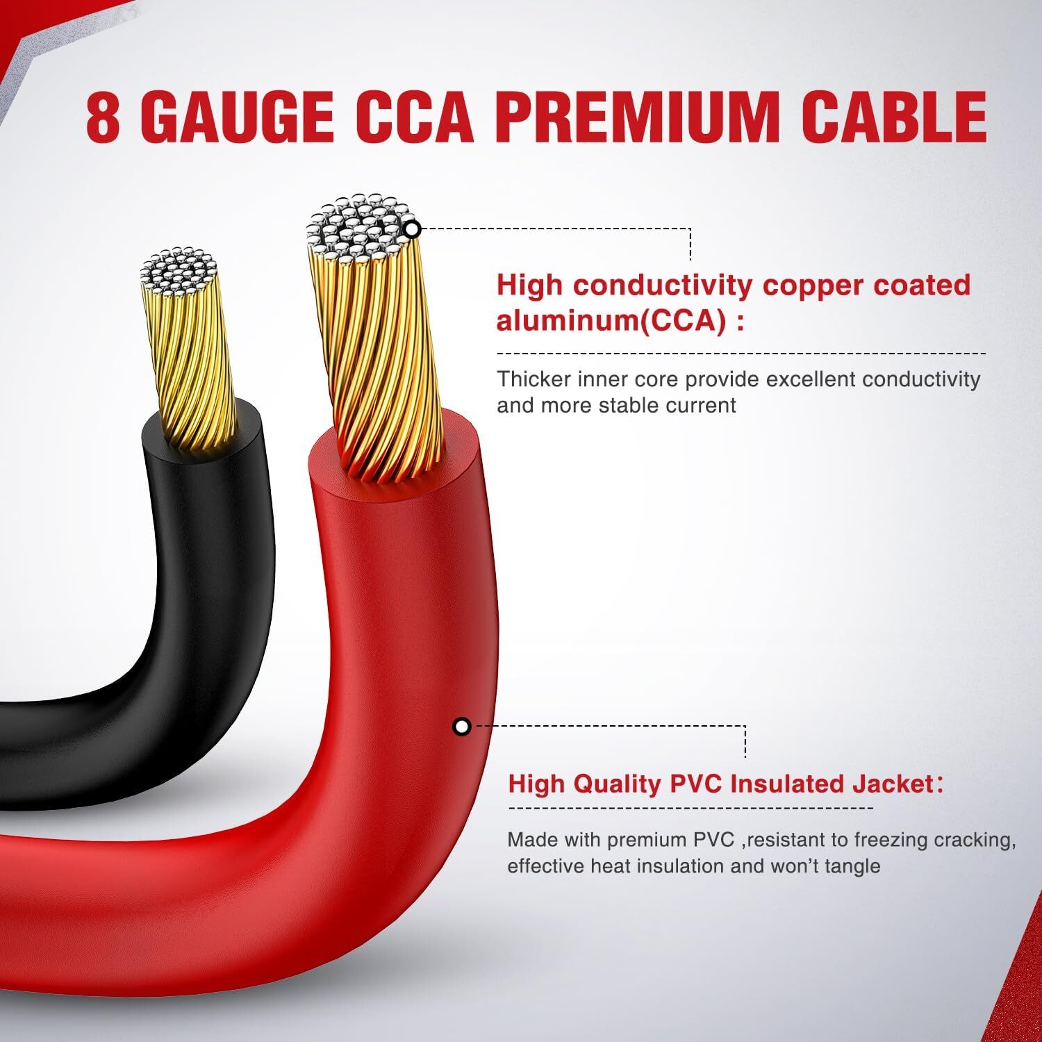 Nilight Jumper Cables for Car Battery 8 Gauge 12FT Booster Cable Heavy Duty 250A