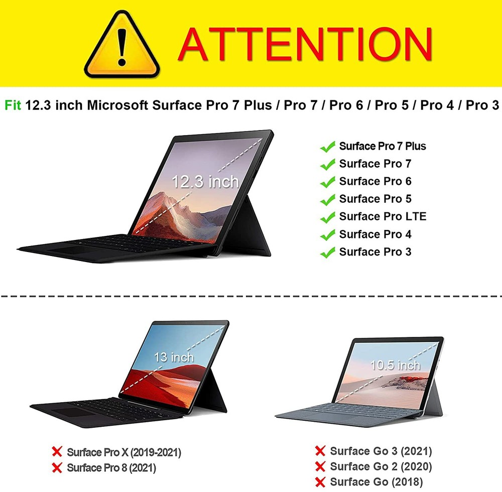 For Microsoft Surface Pro 7 Plus /7 6 5 4 Multi-Angle Case Business Cover Pocket