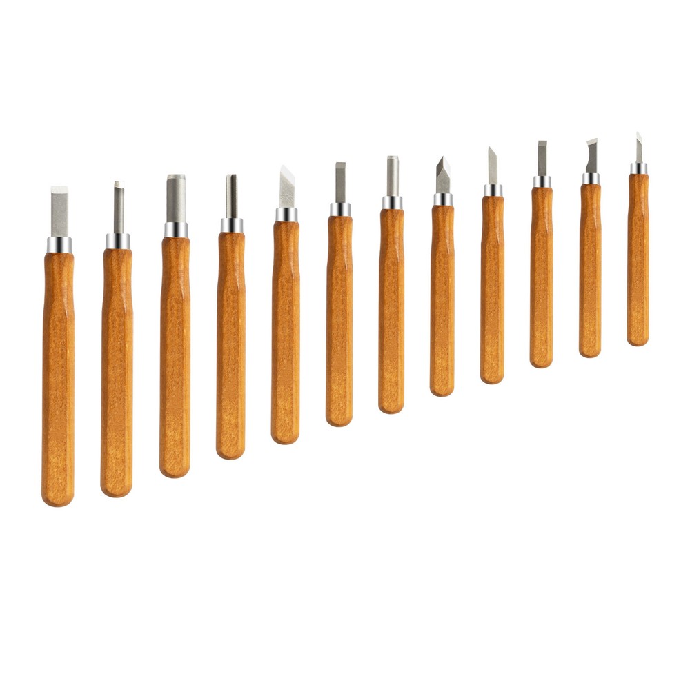 12Pcs Professional Wood Carving Hand Chisel Tool Set Woodworking Gouges Steel