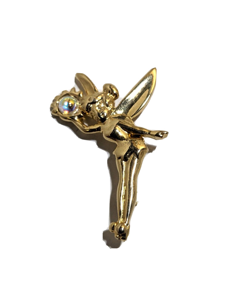 Disney Tinkerbell Gold Pinback with Rhinestone