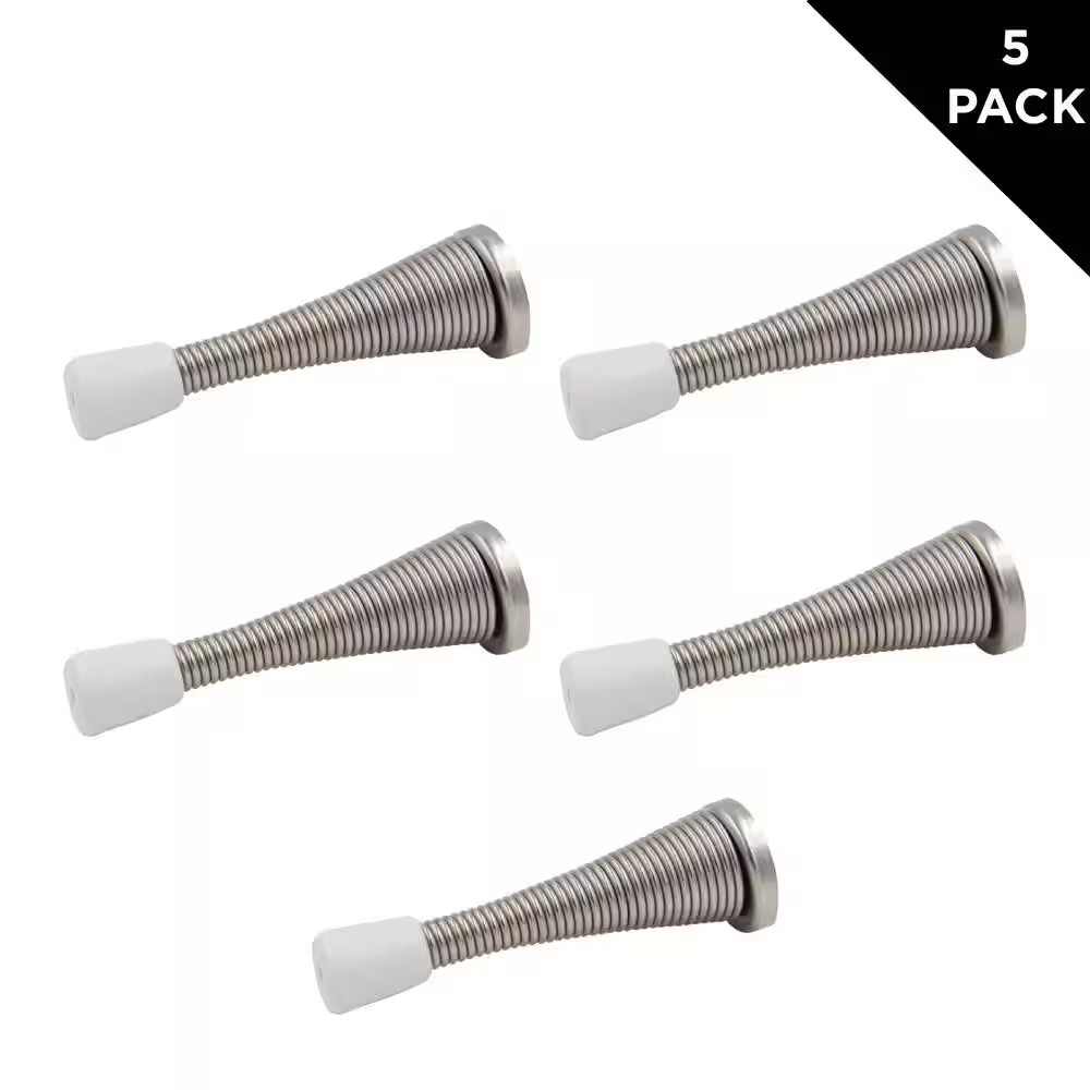 (5-Pack) Satin Nickel Spring Door Stop