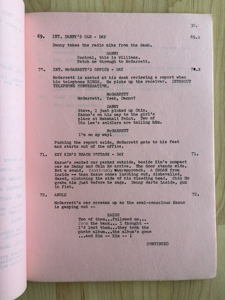 Hawaii Five-O 'Legacy of Terror' Original Script Final Draft 1975